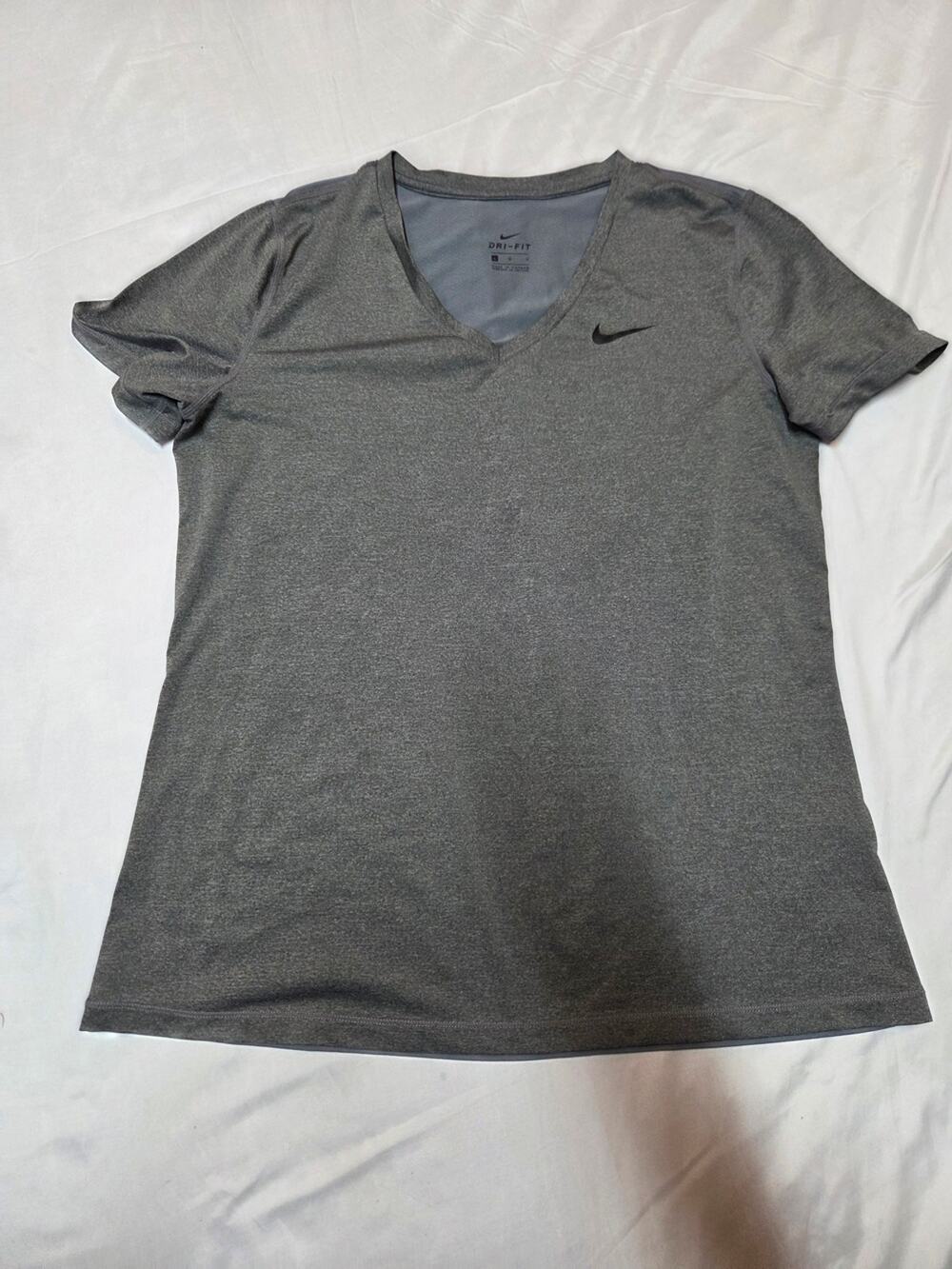 Nike Women's Short Sleeve V-Neck Top - Charcoal Gray
